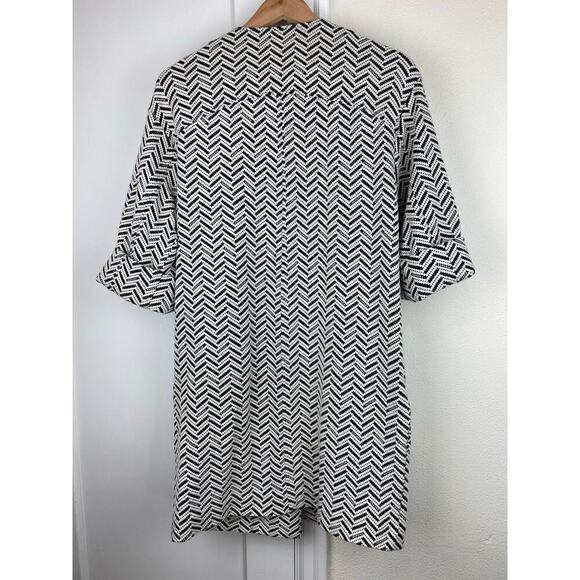 Chico's Women's 0 Black White Chevron Striped 3/4 Sleeve Duster Jacket - Picture 6 of 9